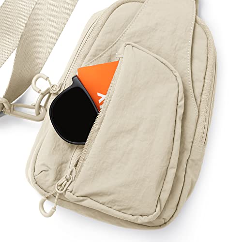 Ododos Daily Sling Bag With Adjustable Straps Crossbody Chest Bag Lightweight Small Backpack For Casual Outdoor Traveling Hiking, Beige #TOP3