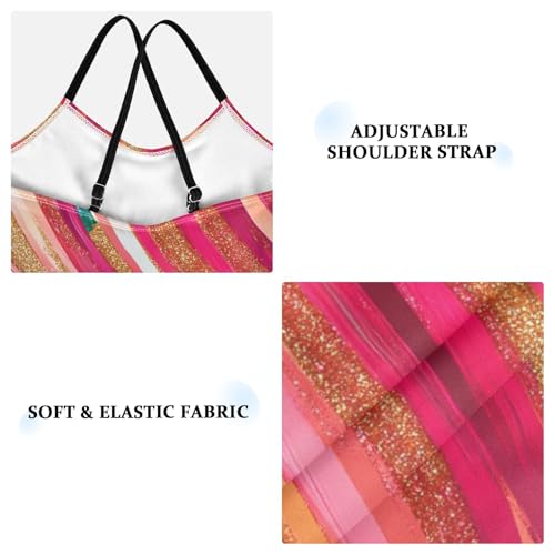 Rose Gold Pink Glitter Kids Girls 1 Piece Bathing Suit Beach Swimming Suits Adjustable Strap Quick Dry3