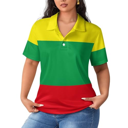 Polo de Lituania para mujer con manga corta y tejido transpirable de ocio