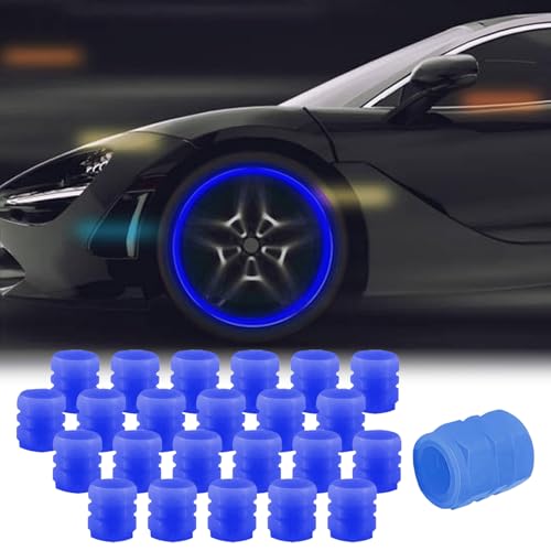24 PCS Glow-In-The-Dark Car Tire Valve Cap, Fluorescent Car 