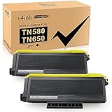 v4ink 2-Pack Compatible Toner Cartridge Replacement for Brother TN580 TN620 TN650 High-Yield Work wi