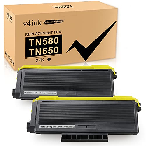 V4Ink 2-Pack Compatible Toner Cartridge Replacement For Brother Tn580 Tn620 Tn650 High-Yield Work With Hl-5240 Hl-5250 Hl-5340 Hl-5370 Mfc-8460 Mfc-8480 Mfc-8680 Mfc-8690 Mfc-8860 Mfc-8890 Series #TOP16