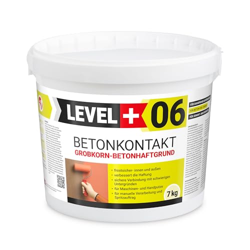 LEVEL PLUS 06 Contacto de hormigón, 7 kg, puente adhesivo, imprimación de yeso para hormigón, OSB, cerámica, pintura para hormigón