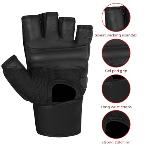 WFX Boxsack, Boxhandschuhe, Karate-Handschuhe, MMA, Körperkampf, Taekwondo-Training, Kampfkunst, Kämpfen, Grappling, Muay Thai (Jet Black, L)