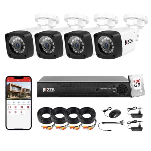 La Mejor Lista de Dvr Camaras de Seguridad de esta semana. 41 JZZB Kit de Cámara de Seguridad 4 Canales 2 Megapixeles con IA/H.265+/ 4 Camaras 1080p/ 4 Canales DVR con Disco Duro 500GB, Sistema de Vigilancia CCTV, 4 Cámaras para Exteriores,...