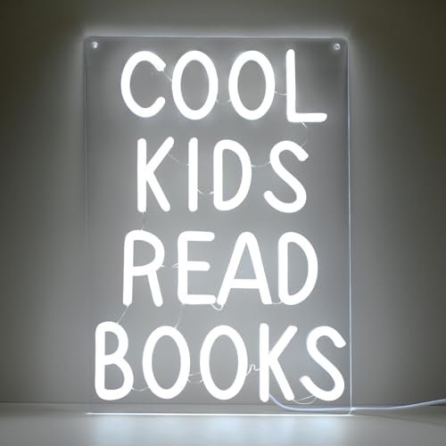 Image of Cool Kids Read Books Neon Sign for Classroom Wall Decor, Light Up Neon Signs for Kids Read Corner Decor Library Bedroom