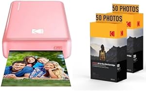 KODAK PM220 - Lote de Impresora fotográfica para Impresora de Fotos (5,4 x 8,6 cm, WiFi, Compatible con iOS y Android), Color Rosa