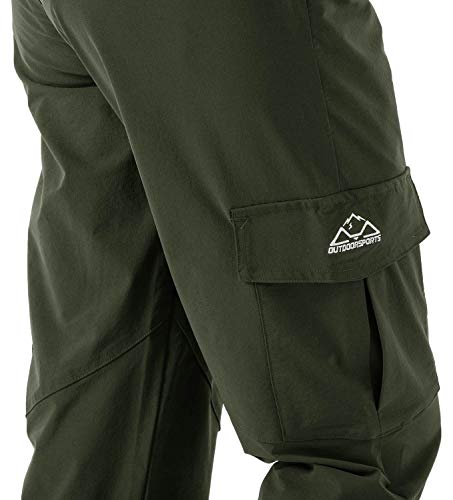 Rdruko Women's Outdoor Quick Dry Hiking Pants Lightweight Waterproof Climbing Camping Pants With Zipper Pockets Green Large #TOP3