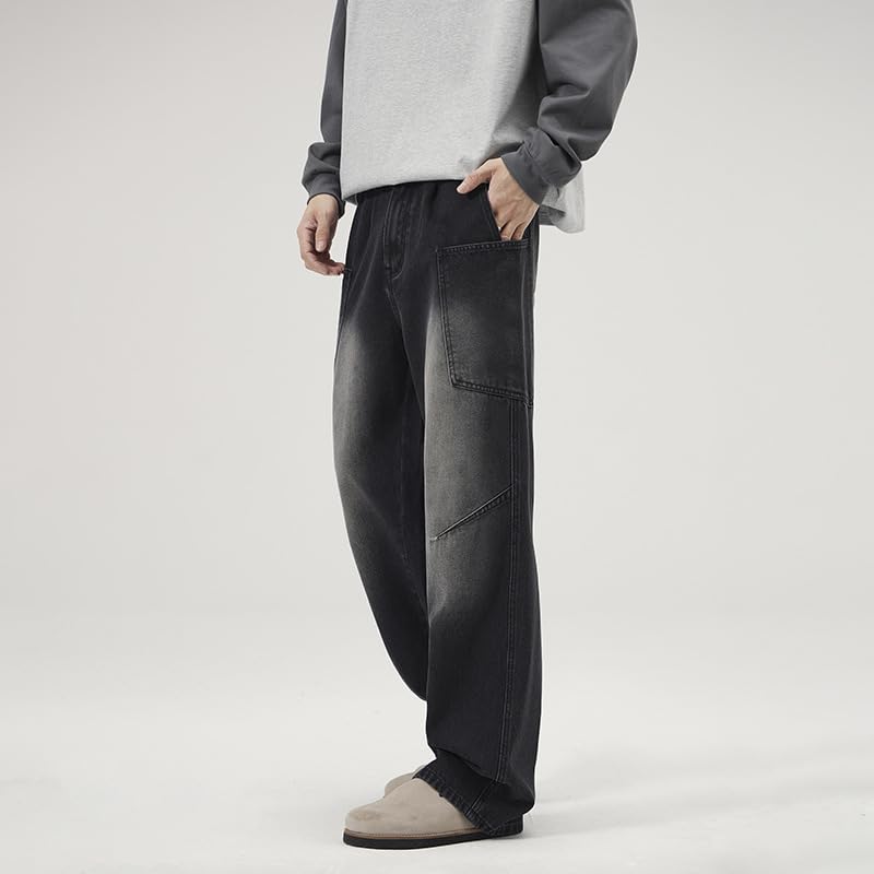 Men's Jeans Spring Multi-Pocket Vintage Denim Straight Leg Pants2