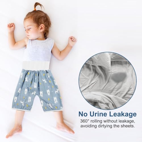 Baby Potty Training Pants, 2-Pack Reusable Waterproof Training Underwear, High Waist Cotton Nighttime Diaper Shorts, Soft Breathable Leak-Proof Pants, for Boys & Girls 0-5 Years, M