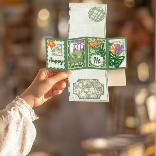 GLOBLELAND Matrizes de corte de cartão 3D dobradas de metal retrô em camadas com moldura de etiqueta