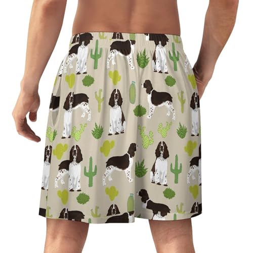 English Springer Spaniel Dog Men‘s Pajamas Shorts Casual Pajama Bottom Nightwear Pants Lounge Sleepwear3