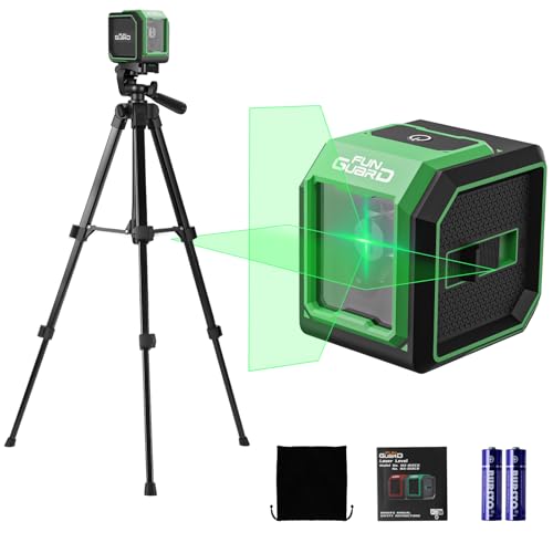Funguard Niveau Laser mit Trépied, 30M Autonivelant Vert Laser Horizontal/Vertical Lignes, 2 x AA piles, IP54 pour Les Chantiers,Décoration d'intérieur, DIY