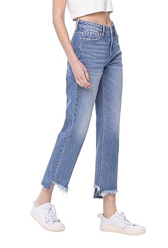 VERVET, High Rise Regular Straight Jeans, Medium Blue2