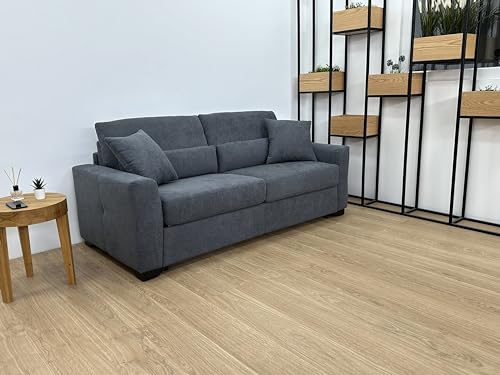 fornera f60 Sofa mit Schlaffunktion - 3 Sitzer Schlafsofa und Klappsofa mit hochwertiger Kaltschaummatratze & CATAS Bettgestell - Schlafcouch mit Bettfunktion grau – Bild 3
