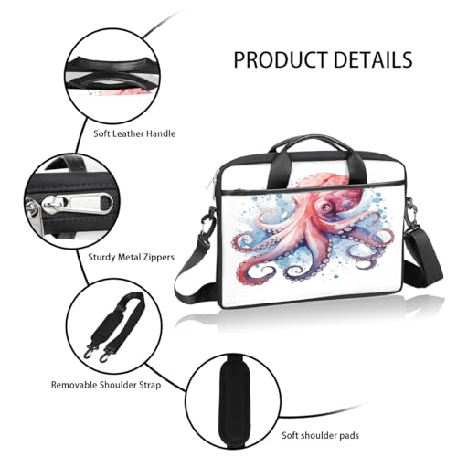 Bolso para laptop de 15 pulgadas estilo acuarela con pulpo miniatura 4