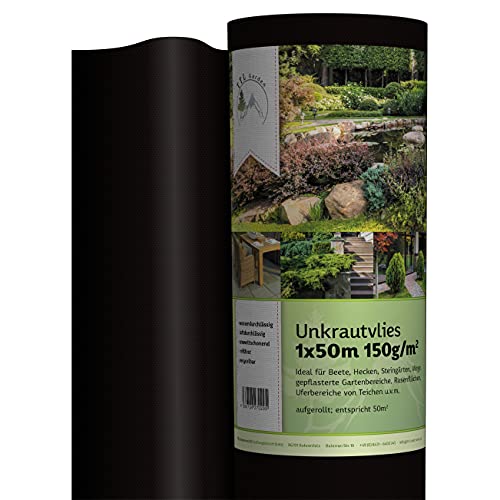 TTL Garden - Fieltro para malas hierbas (50 m², rollo de 1 m x 50 m, especialmente contra malas hierbas, resistente al agua, resistente a los rayos UV y a la rotura Cover