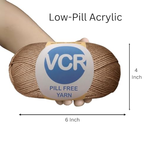Image of VCR Milk Chocolate Yarn, Pill-Free Soft Knitting Yarn, 100 Grams Hank, 263 Meters Length, Low-Pill Acrylic Yarn, Soft Crosia Threads, Pack of 1, Suitable for Beanies, Caps and Gloves
