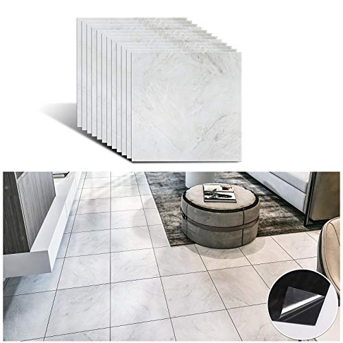 VEELIKE Vinilo Blanco y Gris Resistente al Agua para Suelo de Baño 30cm x 30cm Adhesivo...