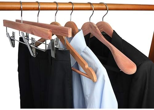 TOPIA HANGER Unfinished American Red Cedar Wood Coat Suit Hangers, Luxury Wooden Jacket Clothes Hangers, Wide Shoulder with Black Padded Pant Bar- 360°Flexible Hook, 4 Pack- Natural- CT07W - Image 7