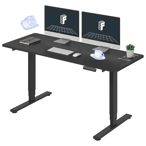 Image of FLEXISPOT E6 3-Stage Dual Motor 60 x 24 Electric Standing Desk Sit Stand Up Desk, Holds 220 lbs, Adjustable Height w /Memory Presets, One-Piece Black Desktop & Black Frame, Ships in 2 Boxes