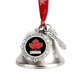 Adorno colgante de árbol de Navidad con hojas de arce canadiense, campanas de Navidad, decoración de fiesta, festival, campana de ala