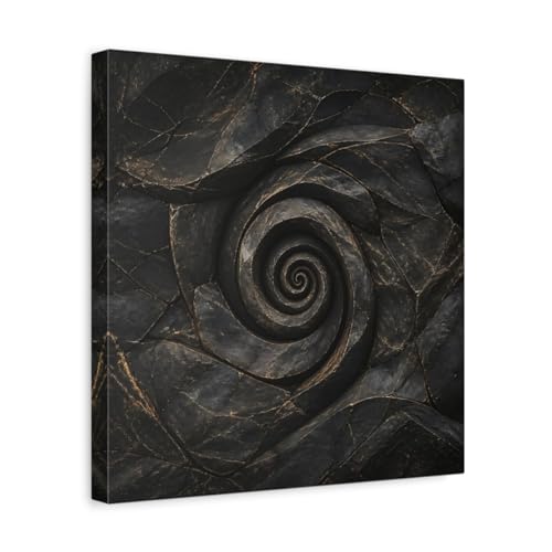 Toile canvas spirale de pierre sombre avec châssis épais de 3cm