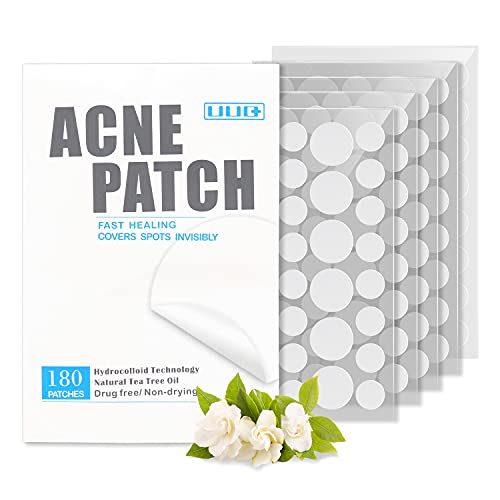 UUQ Acne Pimple Patches, 180 Patches Sterilized Pimple Patches for Face, Hydrocolloid Spot Treatment, Medical Grade Acne Patch with Tea Tree Oil, Invisible Zit Patch with Two Sizes 8mm & 12mm