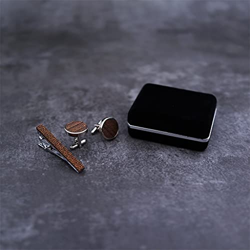 Flashing Shirt Manchetknopen Pin Tie Clip Houten Manchetknopen Party Mannen Tie Clip Set Groom Wedding Business (Color : A, Size : One size) - Image 4