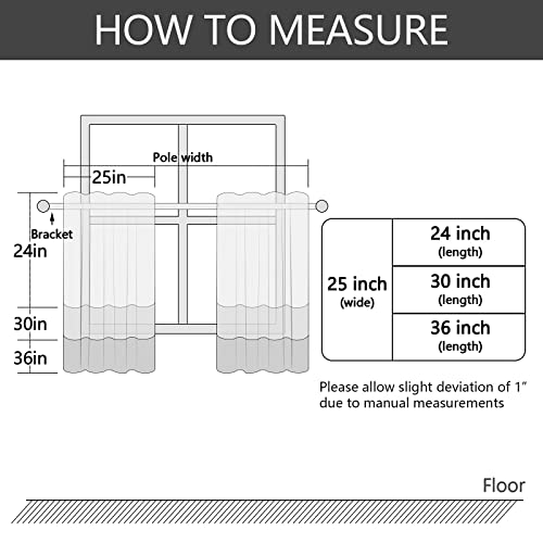 Mrtrees Sheer Curtain Tiers 36 Inch Length White Kitchen Window Sheers Bathroom Short Transparent Voile Curtain Panels Rod Pocket Cafe Curtains Light Filtering 2 Panels #TOP3