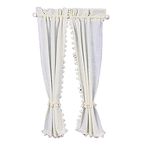Melody Jane Dolls HousesDollhouse Miniature Country Curtains in Ecru by Barbara O039