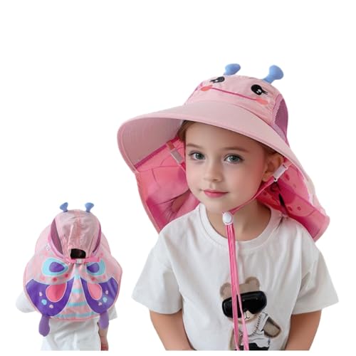 Baby Kids Sun Hat,Wide Brim and Neck Flap Beach Play Hat Double-Brim Hat UPF50+