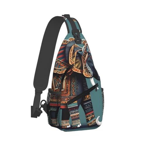 Mochila cruzada deportiva con estampado elefante azteca negra miniatura 2