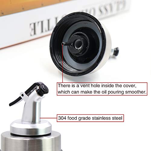 Tossow Olive Oil Dispenser Glass Bottle For Kitchen,Cooking Oil And Vinegar Dispensing Cruets With Dripless Capped Spout, Liquid Condiment Container For Home Food Grade #TOP5