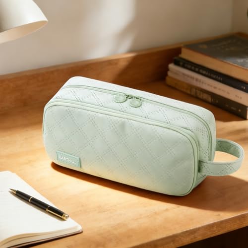 Image of EASTHILL Large Capacity Pencil Case Cute Pencil Pouch with Handle Stationery Pen Bag for Teen Girls-Green