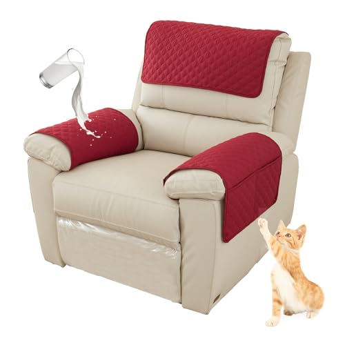 Lot de 3 housses de fauteuil – Housses de protection pour accoudoirs de canapé, housses d'appui-tête pour canapé inclinable, imperméables,...