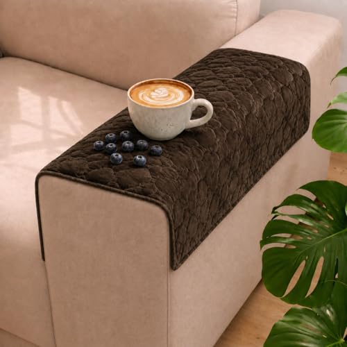 Image of STITCHNEST 'Haven Soft Series' Sofa Armrest Cover | Ultra Soft Plush Hand Rest Protector for Sofa & Couch Furniture, Washable Textured Arm Cover