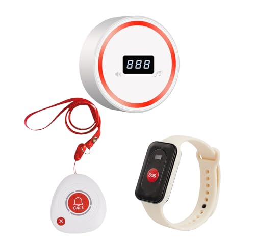 Avisador Personas Mayores,Boton Emergencia Ancianos,Emergencias En El Anciano con 37 Tonos de Llamada y 5 Niveles de Volumen, Adecuado para Ancianos, Enfermos, Discapacitados, Niños,3DH1M2