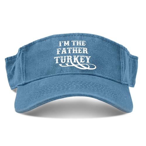 I'm The Father Turkey Ponytail Sun Fashion Caps for Men Fashionable Visor Hat Lake Blue
