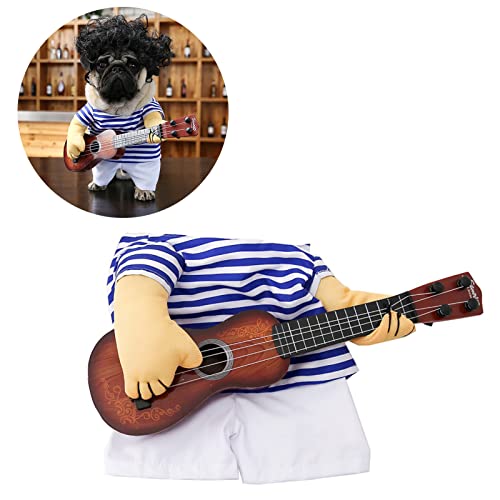 Disfraz de Guitarra para Perros, Ropa Divertida Azul y Blanca miniatura 5