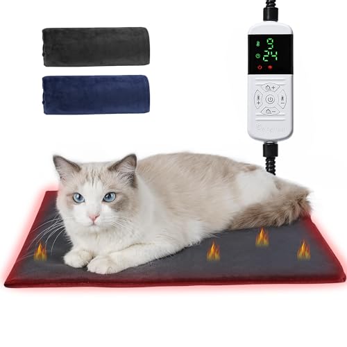 Angelpet Haustier Heizkissen M 45×45 cm – Elektrische Heizdecke für Hunde & Katzen, 9 Temperaturstufen (35–55 ℃) & 14 Timer (0–12H / 24H),...