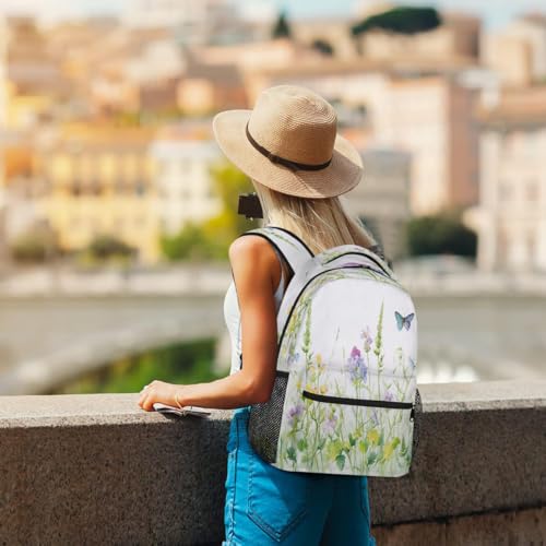 Spring Butterfly Flower Kids Backpack, Lightweight School Bookbag Large Capacity Laptop Backpack Water Resistant Daypack Shoulder Bag for Teenager Boys Girls4