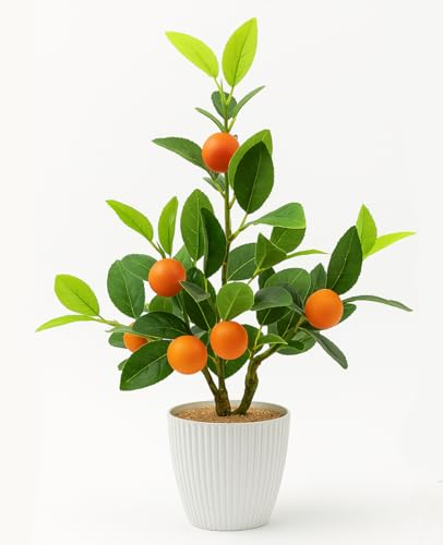 AceList Artificial Orange Tree in White Pot, 17' Faux Citrus Fruit Plant for Year-Round Table...