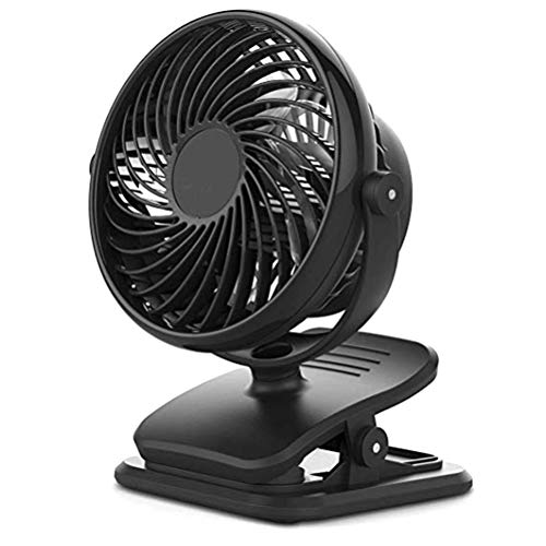 Clip on Fan, Clip on Fan Schreibtischventilator USB-Akku mit 3 Geschwindigkeiten für Kinderwagen am Bett schwarz