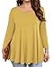 JollieLovin Womens 3/4 Sleeve Loose Fit Swing Tunic Tops Basic T Shirt (Yellow, 3X)