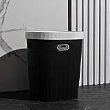 Plastic Small Trash Can, 3.1 Gallon Office Trash Can, Black Trash Bin with Built-in Handle, Slim Was