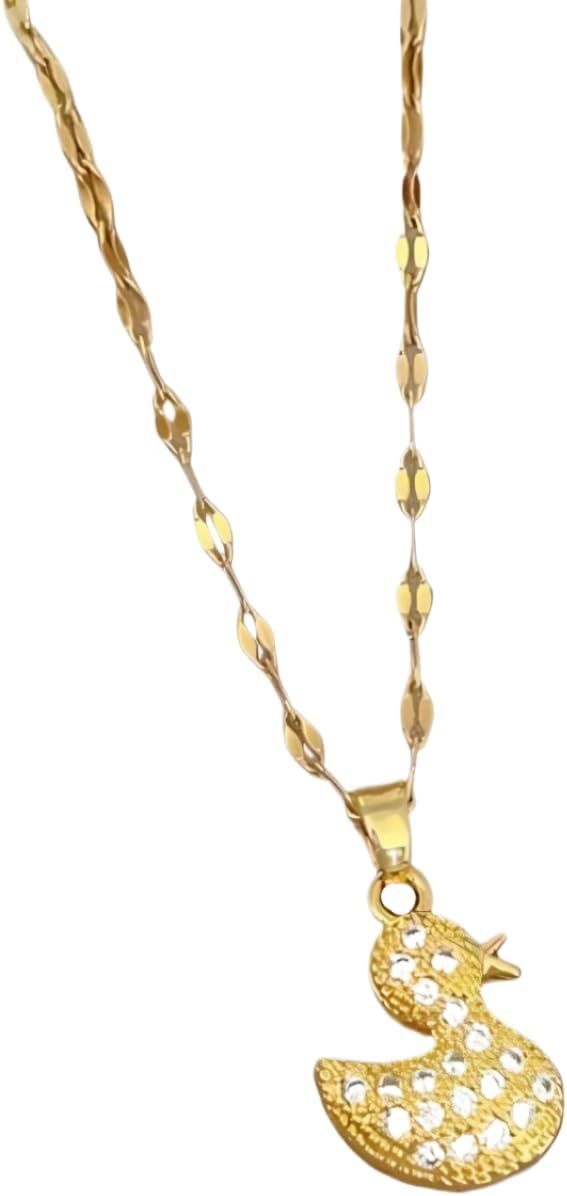 925 Sterling Silver Duck Necklace For Women - Rubber Duck Necklace Charms Jewelry For Women - 14K Yellow Gold Duck Jewelry Choker Pendant With Chain Gifts