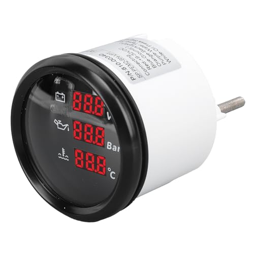 Digital, 52 Mm Spannung, Öldruck- und Temperaturanzeige, Rote Hintergrundbeleuchtung, Digitales Temperatur- und Öldruck-Voltmeter für Boot, Yacht, Wohnmobil, 9 Bis 32 VDC und