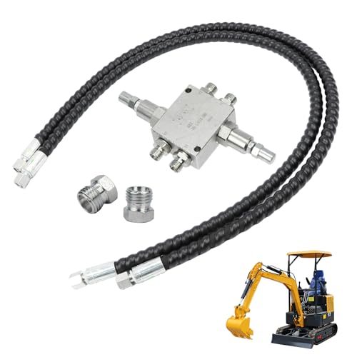 Mini Excavator Cushion Valve Kit Complete for Swivel Motor Assembled Fits any mini excavator or machine with 1/4 hydraulic hoses and M14x1.5 threaded ends (Silver 2)