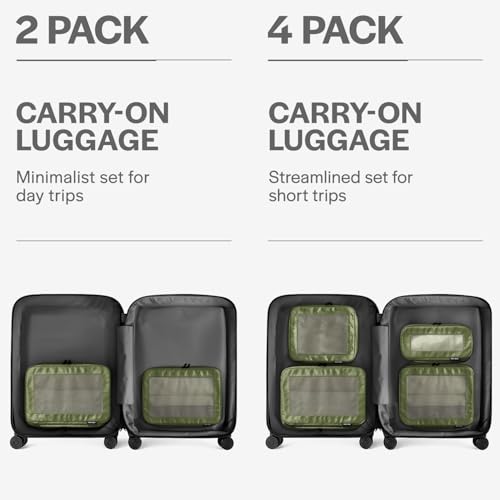 Image of Aerotrunk Compression Packing Cubes for Travel - Luggage Organizer Bags - Double Zipper Packing Cubes for Suitcases (2-Pack, Olive)